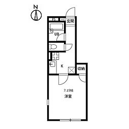 アムールKTTM 1階1Kの間取り