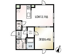 トリニティ桜新町 1LDKの間取図画像