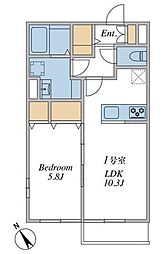 ウィンドテラスみどり台 1LDKの間取図画像