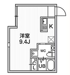 Le Clair代々木 4階ワンルームの間取り