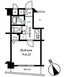 シンシア東中野 3階1Kの間取り