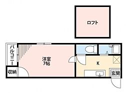 グレイス天神南 1Kの間取図画像