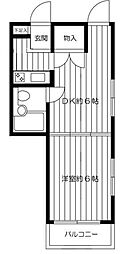 グリーンキャピタル北新宿 1DKの間取図画像
