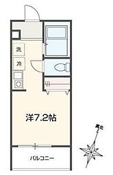MELLAS北与野 ワンルームの間取図画像