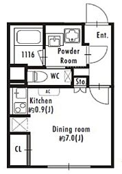 GRAN PASEO西新宿 2階ワンルームの間取り