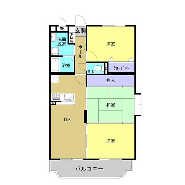 ビュースカイ 201｜熊本県玉名市築地(賃貸マンション3LDK・2階・65.60㎡)の写真 その2