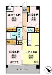 レジデンスジョーコー 3LDKの間取図画像