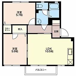 ウイング2E 2LDKの間取図画像