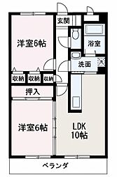 ヴィラグリュイエール 2LDKの間取図画像