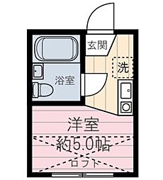 グリシーヌ松原 2階ワンルームの間取り