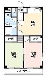 サンシティイワキ 2DKの間取図画像