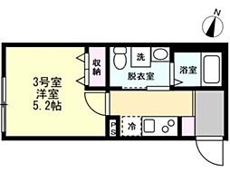 ベイルーム橋本Grande 1階1Kの間取り