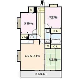グリーンキャッスル 3LDKの間取図画像