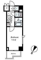 西武新宿線 沼袋駅 徒歩8分の賃貸マンション 8階1Kの間取り