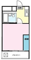 マンションティファニー2 1Kの間取図画像