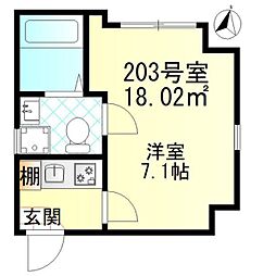 クレール堀切 1Kの間取図画像