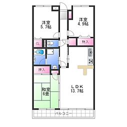 グレイスハイツ 3LDKの間取図画像