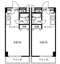 第七植村ビル ワンルームの間取図画像