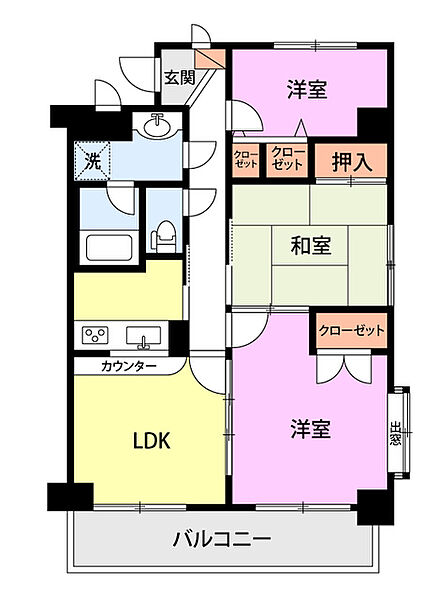 日興パレス長岡呉服町 401｜新潟県長岡市呉服町１丁目(賃貸マンション3LDK・4階・64.75㎡)の写真 その2