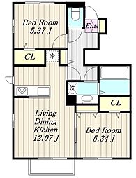 メルローズSouth 2LDKの間取図画像