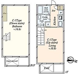 グランドレジデンス目黒 1階1LDKの間取り