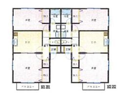 サンヴィレッジＡ棟 1階2DKの間取り