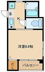 Mクライム 1Kの間取図画像