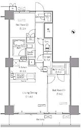 パークアクシス豊洲 17階2LDKの間取り