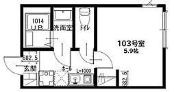 セジュール 1Kの間取図画像