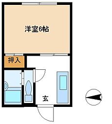 コーポフジ 2階1Kの間取り
