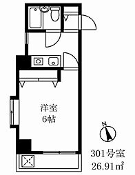 フラットワセダ 1Kの間取図画像