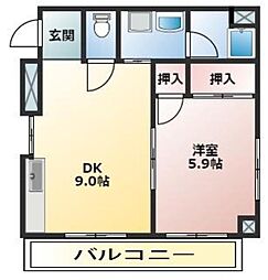 吉原マンション 1DKの間取図画像