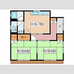 メゾン西村 1階2DKの間取り