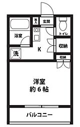 ルフィーノ妻田 1Kの間取図画像