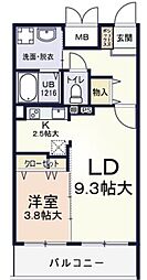 メゾンノーブル 1LDKの間取図画像