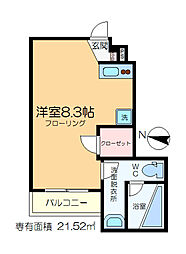リブリ・かのん 1階ワンルームの間取り