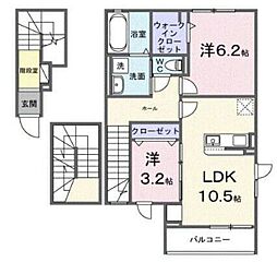 エターナルアルバ 2LDKの間取図画像
