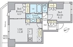 クレストコート上野 9階2LDKの間取り
