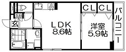 カーサ・イリーデ 1LDKの間取図画像