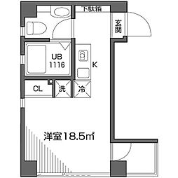 パークレジデンス芝公園 ワンルームの間取図画像