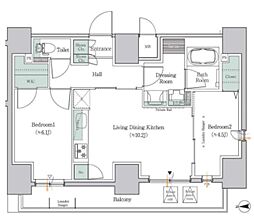 ワンルーフレジデンス板橋大山 7階2LDKの間取り