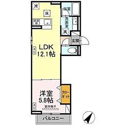 町田市中町3丁目アパート 1LDKの間取図画像