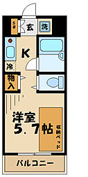サングリーン南大沢 1Kの間取図画像