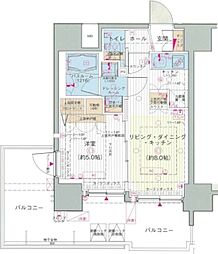 エステムプラザ品川大井町クリスタルヒルズ 13階1LDKの間取り