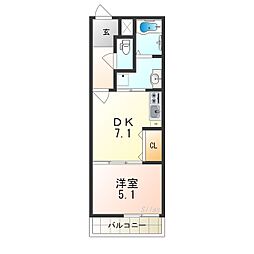 フジパレス堺なかもず1番館 1DKの間取図画像