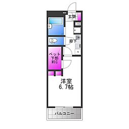 レオパレスはるる 1Kの間取図画像