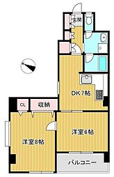 S・Kマンション 2DKの間取図画像