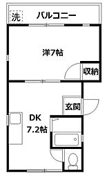 Jメゾン保土ヶ谷 1DKの間取図画像