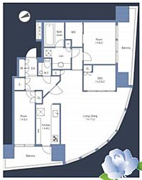 パークコート赤坂檜町ザタワー 2LDKの間取図画像