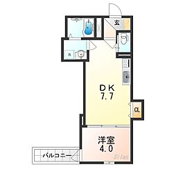 近鉄大阪線 弥刀駅 徒歩14分の賃貸アパート 2階1DKの間取り